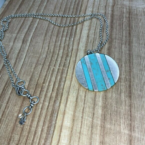 LUCKY BRAND Faux Turquoise Silver Tone Charm Necklace - Picture 2 of 5